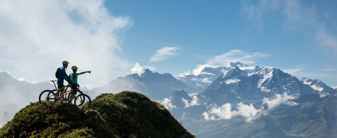 Mountainbiker am Berg in Verbier