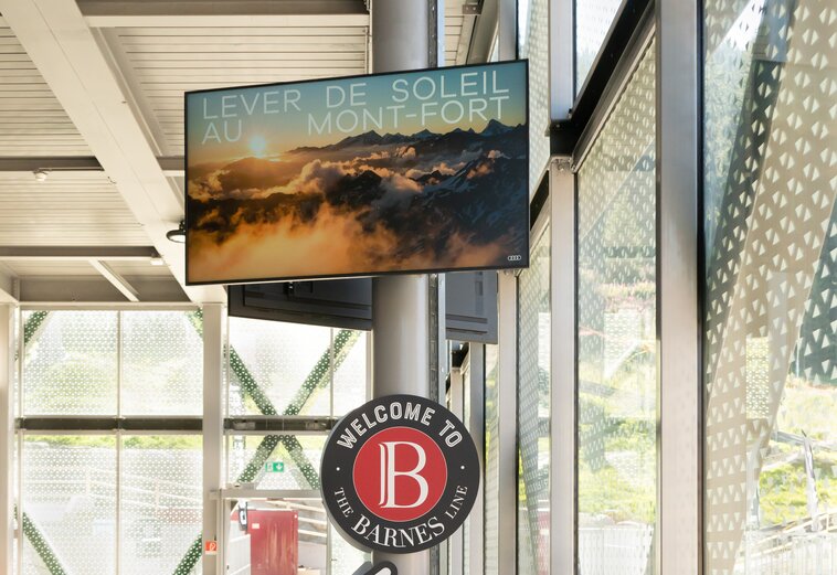 Werbung auf den Bildschirmen von Verbier 4Vallées