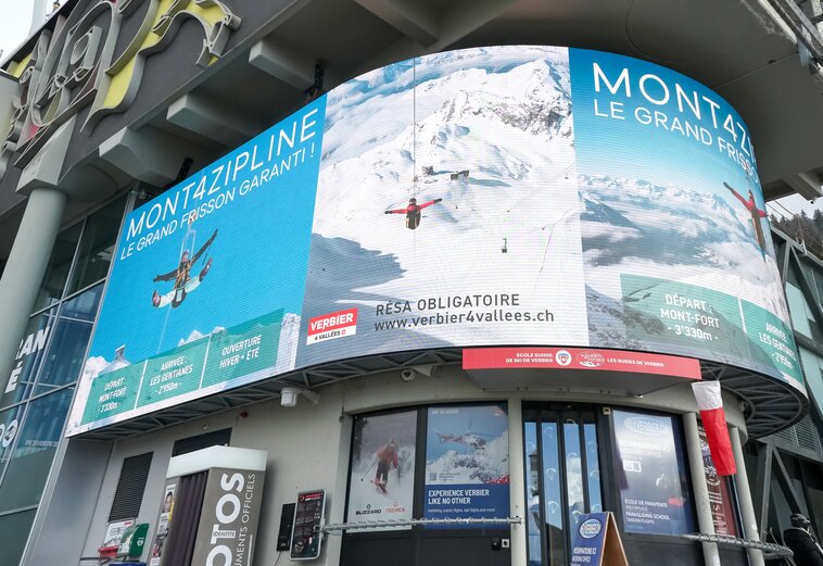 Werbung auf das Videowall von Verbier 4Vallées