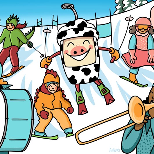 Meïno verkleidet für Fastnacht, Verbier 4Vallées