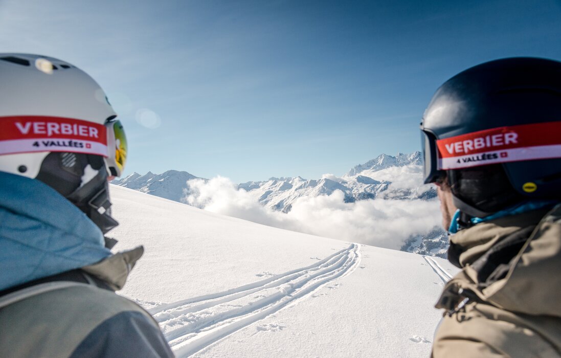 Skifahrer auf den Pisten von Verbier