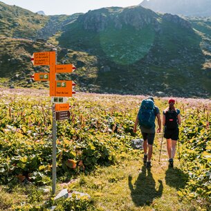 Zwei Wanderer von hinten in Verbier