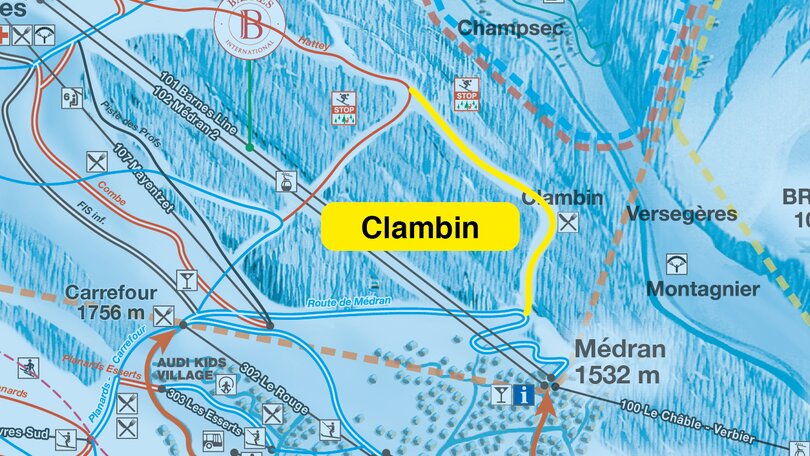Clambin Strecke, Freeride Plan Verbier 4Vallées